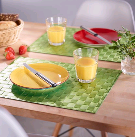 010101 371 01  PP table mat 30x40cm,weave 22/22mm,lime ll