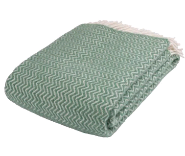 59z108 Uldplaid Zig-Zag sea green 130x200