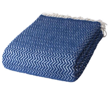 59z105 Uldplaid Zig-Zag Royal blue 130x200