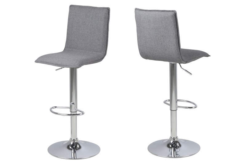 0000064699 Anela barstool Paulo fabric grey K11-21 gas lift TUV, foot rest half round, trumpet foot