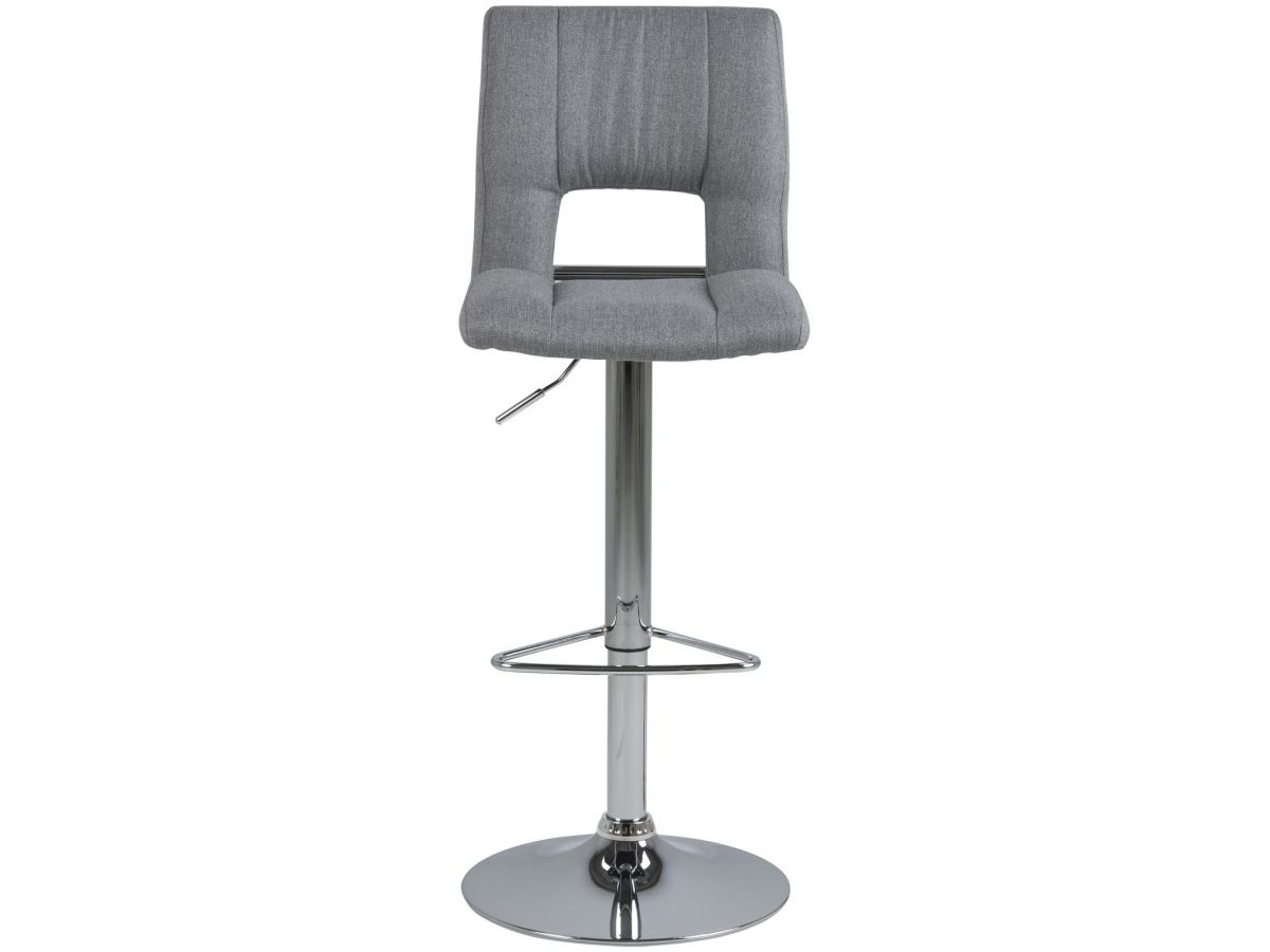 0000066269 Sylvia barstool Corsica fabrica dark grey 20, gas lift TUV, foot rest trumpet foot chrom