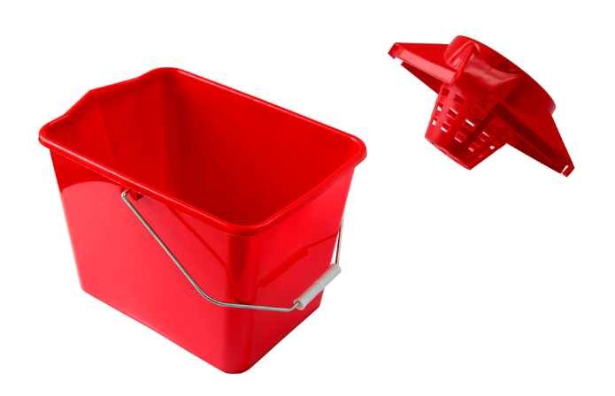 21.05035.0012.01.000 Rectangular Bucket 14 L. + Wringer, RED