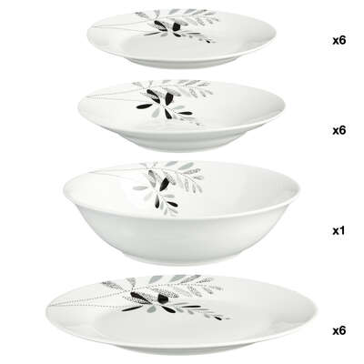 118812   19 PCS DISH SET FLOWERS