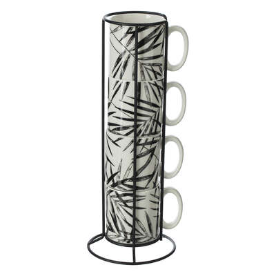 154549 4 MUG M RACK FLORAL GREEN 24CL