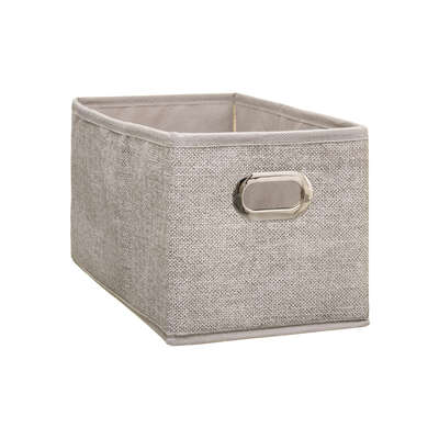 160384G  STORAGE BOX 15X31 BEIGE LINEN