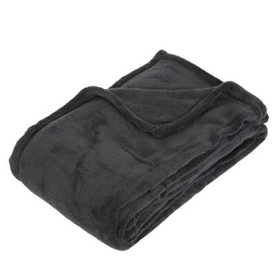 103871L  DARK GREY PLAID BLANKET