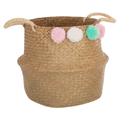 127257    2 HANDLED BASKET WITH POMPON