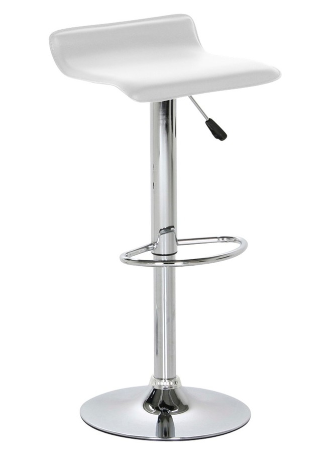 0000025420 Dan Barstool Seat leather look white PVC Trumpet foot Chrome Gas lift