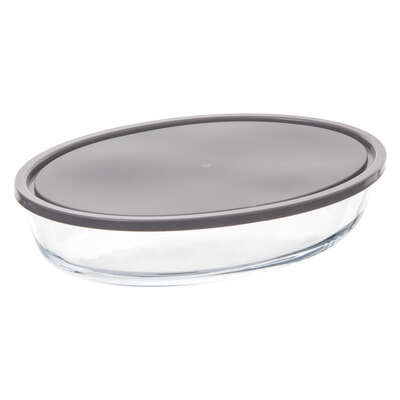 151116  GLASS OVAL DISH+LID 30X21