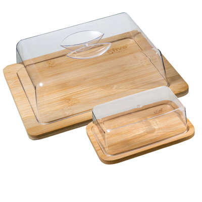 169271  BAMBOO CHEESE BOX+BUTTER DISH