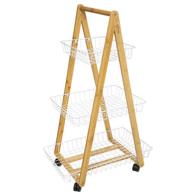 174682A  WHEELS TROLLEY 3LVL WHI MODERN